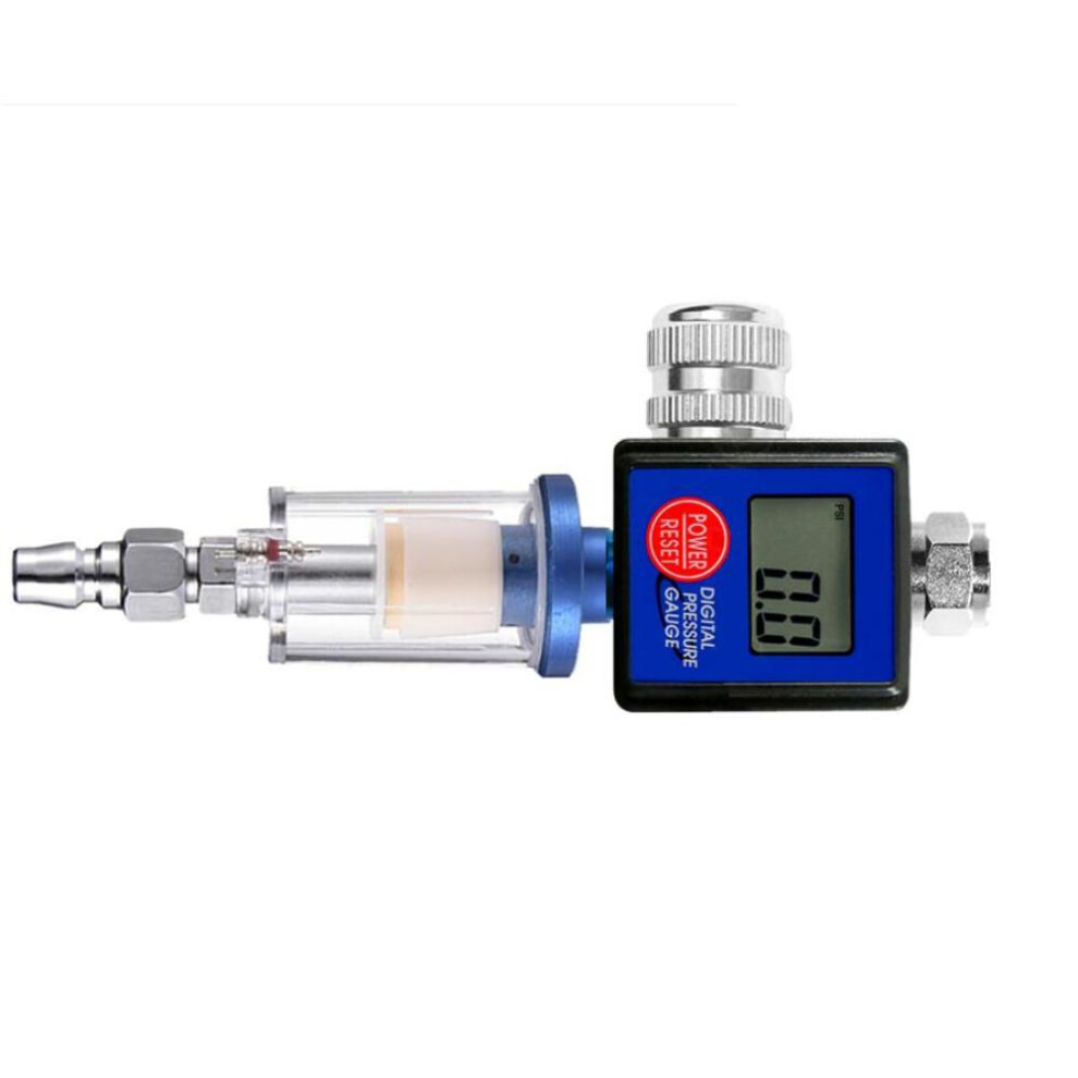 1/4" Spray Gun Digital Paint Air Pressure Regulator Gauge Water Trap Filter Tool
