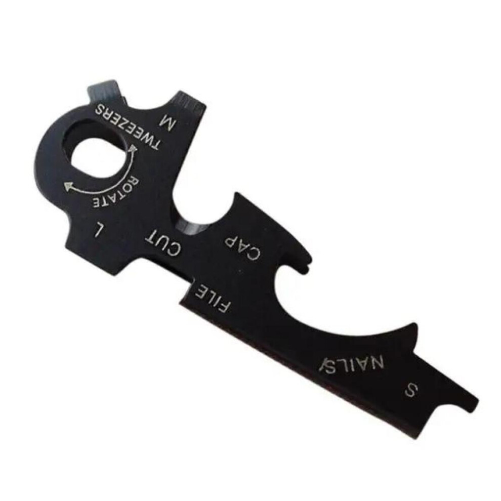 (Black) 8 in 1 Key Ring Keychain Multifunction Carabiner Gear Clip Pocket Quickdraw Multipurpose Gadget Multitool Multi Keytool New