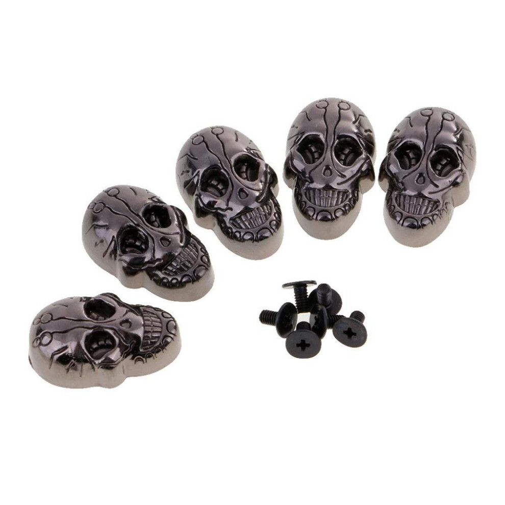 (Black, 21x15mm) 5 Set Skull Head Screwback Studs For Bags