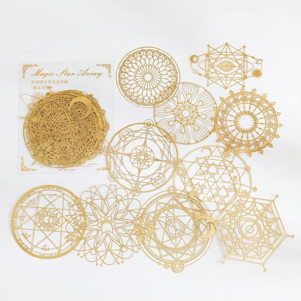 (A) 10 Sheets Gold Sliver Lace Material Paper Junk Journal Planner Craft Paper Scrapbooking Vintage Decorative Diy Craft Phot Albums
