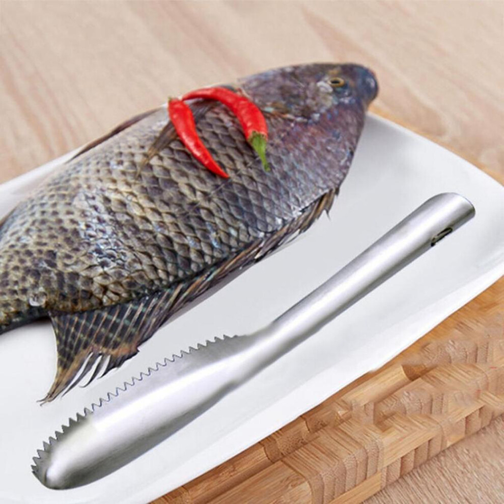 (Silver) Creative Stainless Steel Fish Scale Scraping Graters Cleaning Peeler Scaler