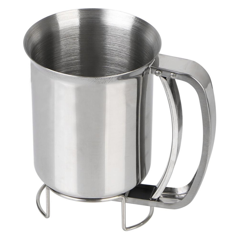 (Silver) Household Machines Cake Cupcake Dough Dispenser Piston Funnel With Support Batter Dispenser Funnels Stainless Steel Kitchen Tool