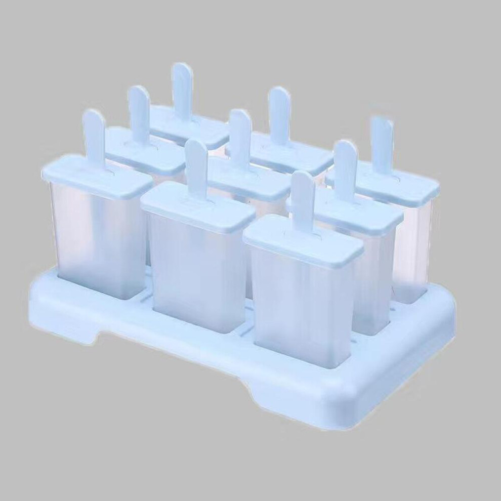 (Blue) Square Shape Ice Cream Mold DIY Handmade Dessert Fruit Maker Reusable Ice Cube Tray Popsicle Home Ice Cream Maker
