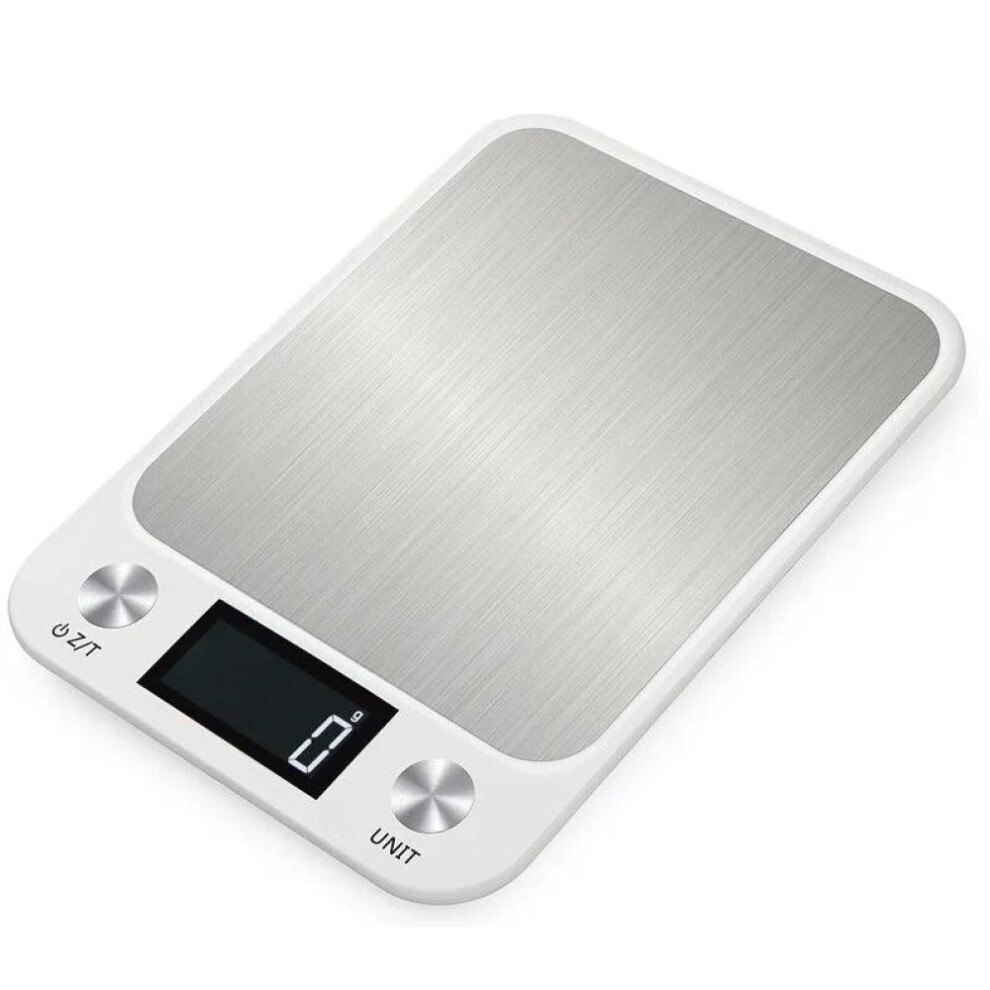 (White, 15Kg) Kitchen Scale 5g10g15Kg/1g Weighing Food Coffee Balance Smart Electronic Digital Scales Stainless Steel Design for Cooking and Baking