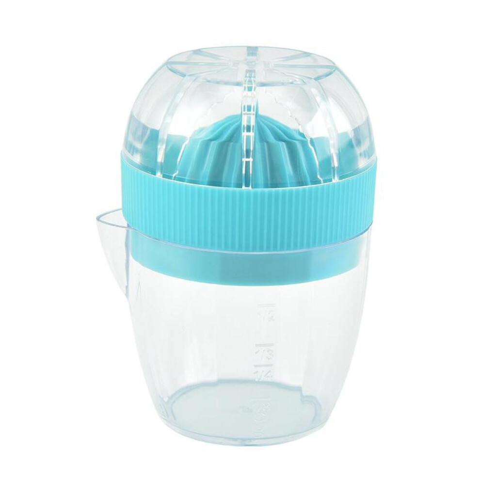 (Blue) Lemon Squeezer With Lid Plastic Manual Lemon Juicer Orange Press Cup Citrus Squeezer with Pour Spout Fruit Tools KC0130
