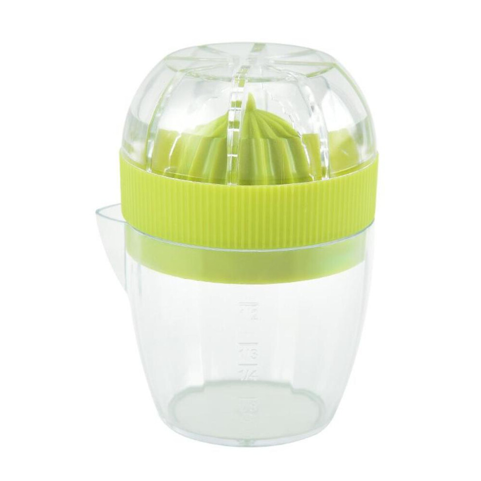 (Green) Lemon Squeezer With Lid Plastic Manual Lemon Juicer Orange Press Cup Citrus Squeezer with Pour Spout Fruit Tools KC0130