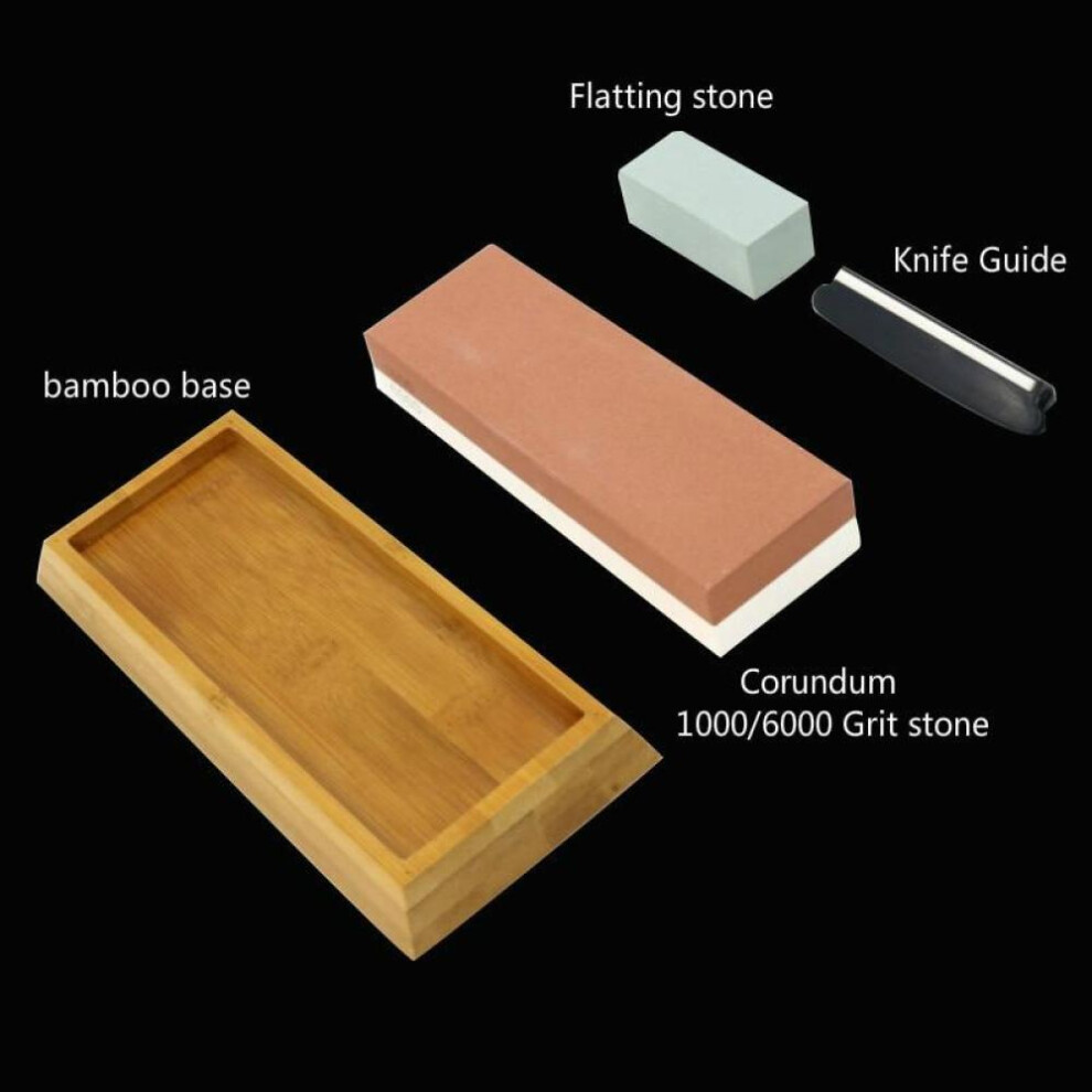 (1000 6000 Grit set, Multicolor) Premium Japanese Whetstone Knife Sharpening Stone 2 Side Grit 1000 6000 Waterstone With NonSlip Bamboo Base & Angle Guide