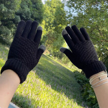 (Black) Knit Winter 100 Acrylic Mitten Gloves Wholesale Customize Jacquard Pink