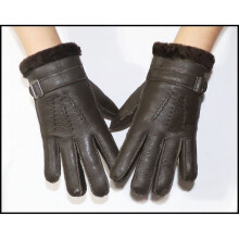 (One Size, 01 dark brown) Fur integrated gloves men and women shearling children's gloves winter