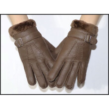 (One Size, 01 light brown) Fur integrated gloves men and women shearling children's gloves winter