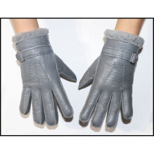 (One Size, 01 light gray) Fur integrated gloves men and women shearling children's gloves winter
