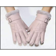 (One Size, 01 light pink) Fur integrated gloves men and women shearling children's gloves winter