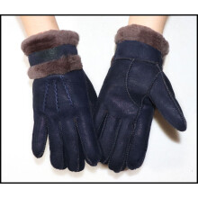 (One Size, 02 dark blue) Fur integrated gloves men and women shearling children's gloves winter