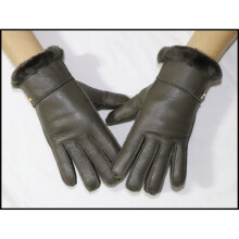 (One Size, 03 Army Green) Fur integrated gloves men and women shearling children's gloves winter