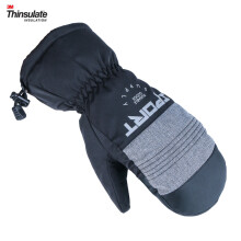 (M, Mittens Grey) Winter Warm Snow Ski Mittens Women Men 3M Thinsulate Touch Screen Black