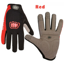 (L, Red) Women Men Winter Cycling Gloves Full Finger Bicycle Gloves Anti Slip Gel