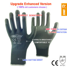 (xxL, PU1350BLK -DMF12) 24Pieces/12 Pairs Safety Working Gloves Black Pu Nylon Cotton Glove Industrial