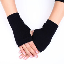 (One Size, black) Girls Cute Cat Paw Fluffy Claw Fingerless Gloves Warm Soft Plush Fingerless