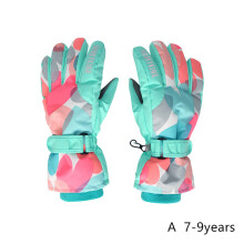 (A M 7-9Y) Kids Winter Ski Gloves Waterproof Warm Padded Mitten For Girls Boys Outdoor
