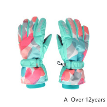 (A xL Over 12Y) Kids Winter Ski Gloves Waterproof Warm Padded Mitten For Girls Boys Outdoor