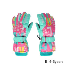 (B S 4-6Y) Kids Winter Ski Gloves Waterproof Warm Padded Mitten For Girls Boys Outdoor