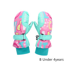 (B xS Under 4Y) Kids Winter Ski Gloves Waterproof Warm Padded Mitten For Girls Boys Outdoor