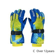 (C xL Over 12Y) Kids Winter Ski Gloves Waterproof Warm Padded Mitten For Girls Boys Outdoor