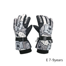 (E M 7-9Y) Kids Winter Ski Gloves Waterproof Warm Padded Mitten For Girls Boys Outdoor