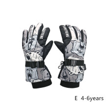 (E S 4-6Y) Kids Winter Ski Gloves Waterproof Warm Padded Mitten For Girls Boys Outdoor