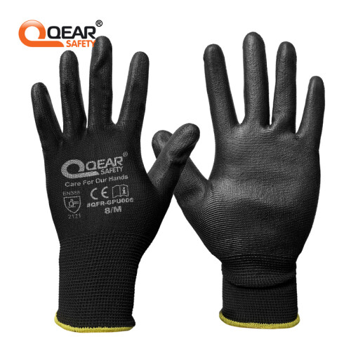 (Black 12 Pairs) 12 Pairs PU Thin Work Safety Gloves, Multi-Function, Light-Weight, Anti-Slip,
