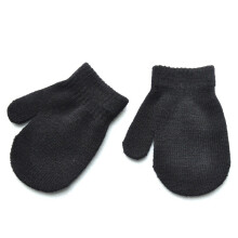 (black) 1-4 Years Winter Knitted Gloves For Baby Boys And Girls Warm Rope Full