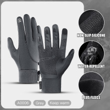 (L, 06gray) Winter Cycling Gloves Women Men Warm Bike Mitten Full Finger Waterproof