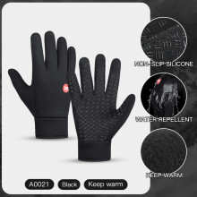 (M, 21Black) Winter Cycling Gloves Women Men Warm Bike Mitten Full Finger Waterproof