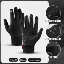 (S, 79Black) Winter Cycling Gloves Women Men Warm Bike Mitten Full Finger Waterproof