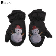 (One Size, 2-black) Winter Warm Gloves 0-5 Years Old Children Cute Cartoon Ski Gloves Thick