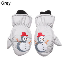 (One Size, 2-grey) Winter Warm Gloves 0-5 Years Old Children Cute Cartoon Ski Gloves Thick