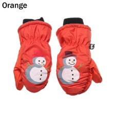 (One Size, 2-orange) Winter Warm Gloves 0-5 Years Old Children Cute Cartoon Ski Gloves Thick