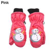 (One Size, 2-pink) Winter Warm Gloves 0-5 Years Old Children Cute Cartoon Ski Gloves Thick