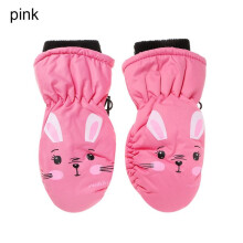 (One Size, pink) Winter Warm Gloves 0-5 Years Old Children Cute Cartoon Ski Gloves Thick