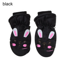 (One Size, black) Winter Warm Gloves 0-5 Years Old Children Cute Cartoon Ski Gloves Thick