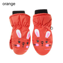 (One Size, orange) Winter Warm Gloves 0-5 Years Old Children Cute Cartoon Ski Gloves Thick