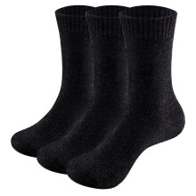 (xxL 44 46 EU Size, 2303Black) Mens Merino Wool Socks Plain Mid Calf Crew Thick Thermal Warm Socks For