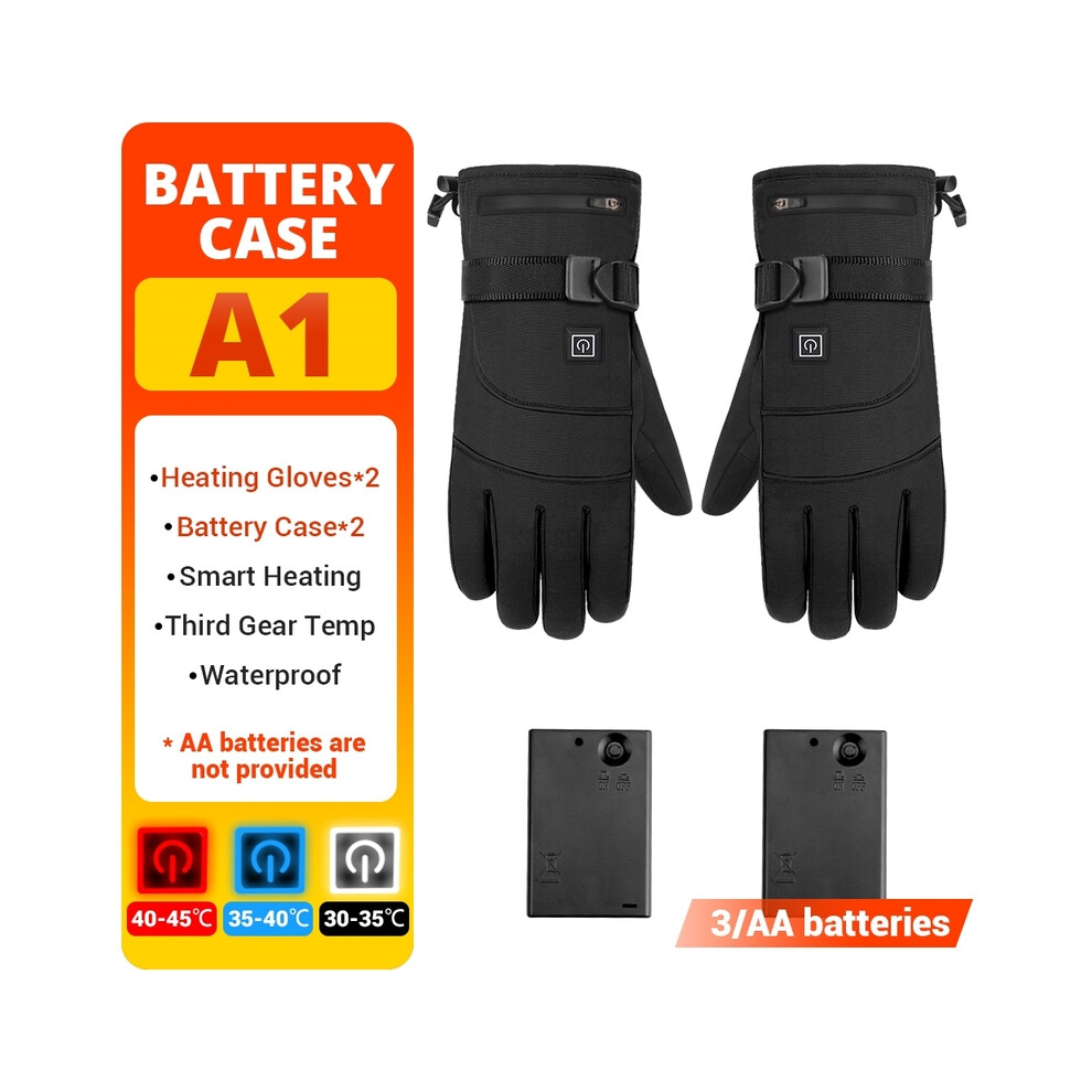 (L, A1 With Battery Case) Motorcycle Heating Gloves Battery Power Winter Waterproof Heated Gloves 9077354852976