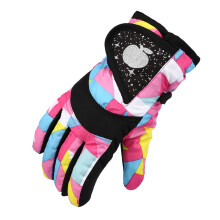 (3-7 children, Parquet) Girls Boys Waterproof Warm Gloves Winter Professional Ski Gloves Snow