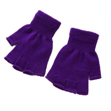 (One Size, 4) Hot Children Magic Knitted Gloves Kids Stretch Half Finger Glove Winter