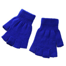 (One Size, 7) Hot Children Magic Knitted Gloves Kids Stretch Half Finger Glove Winter