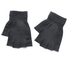 (One Size, Black) Hot Children Magic Knitted Gloves Kids Stretch Half Finger Glove Winter