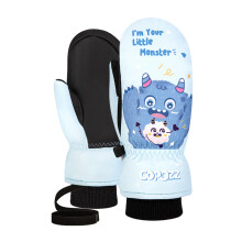 (S, blue monster) Children's Ski Gloves 3M Thinsulate Winter Keep Warm Finger Gloves Cute