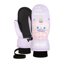 (S, pink monster) Children's Ski Gloves 3M Thinsulate Winter Keep Warm Finger Gloves Cute