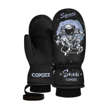 (S, Space skateboard) Children's Ski Gloves 3M Thinsulate Winter Keep Warm Finger Gloves Cute